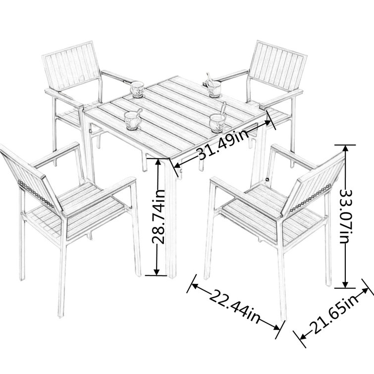 17 Stories Kazan 4 Person Square Outdoor Dining Set Wayfair Canada